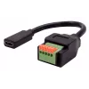 EXSYS EX-49122 USB-C Socket to 5-Pin Terminal Block Adapter with Push Button, USB 2.0, 15 cm