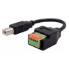 EXSYS USB-B Plug to 5-Pin Terminal Block Adapter Cable with Push Button, USB 2.0, 15 cm EX-49131