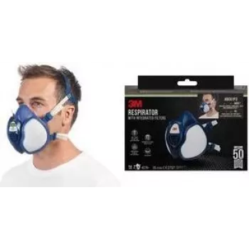 3M Reusable Half Mask Respirator 4279+, ABEK1P3, Blue/White, Maintenance-Free, Integrated Filters 4279-1