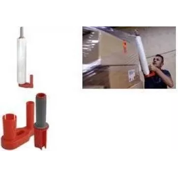 RAADHUIS stretch film hand dispenser, red/grey plastic, 2-Piece, for rolls up to 500 mm width, 38-76 mm core (RD-351196)