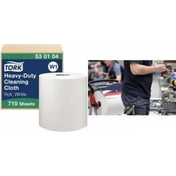 TORK W1 Premium multi-purpose cleaning cloth roll, 1-Ply, white, 270 m, extra strong, non-woven, 710 cloths, 1 roll (530104)