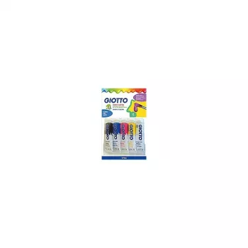 GIOTTO extra fine gouache paint set, 5 x 10 ml aluminium tubes, assorted colours (white, primary yellow, primary red, primary blue, black) F65440000