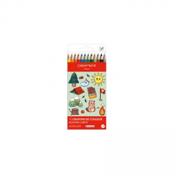 Caran d'Ache Swisscolor Kawaii Swiss watercolour pencils, 12-Piece set, cedar wood, hexagonal 1285.804