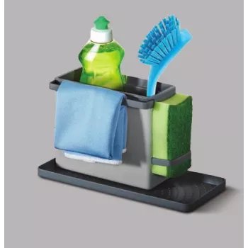 Metaltex Tidytex Sink Organiser, Plastic, Grey, 2 Pull-Out Holders for Sponges and Dishcloths 297530109