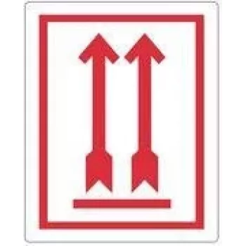 rillprint 76840 Warning Label THIS SIDE UP! DO NOT TIP, Permanent, White/Red