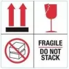 RILLPRINT 76930 FRAGILE / DO NOT STACK Warning Labels, Permanent Adhesive, Paper, White/Red/Black, 100 x 50 mm, 500 Labels per Roll