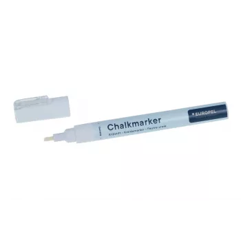 EUROPEL Chalk Marker 3 mm, White, Round or Chisel Tip, Blister Pack (1 Pc.) 356508