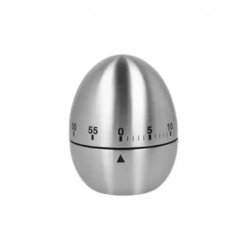Metaltex Mechanical Egg Timer, Egg-Shaped, Stainless Steel, 60 Minutes, Silver 259221000