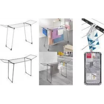 Metaltex Hydra ONYX Clothes Airer with Wings, Matt Black, 20 m Drying Length, Epoxy-Coated Steel 407937000