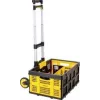 Stanley SXWTD-509 Folding Hand Truck & 25kg Folding Basket Set, 60kg Load Capacity, Aluminium, Black/Yellow