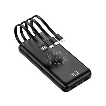 MRDISC PB-LEOsmart 10000mAh Wireless Power Bank with Integrated Cables, PD22.5W Fast Charging, 15W Wireless Output, Black
