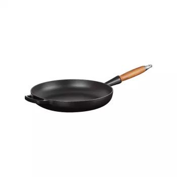 LE CREUSET Cast Iron Frying Pan with Wooden Handle Ø28cm Matt Black