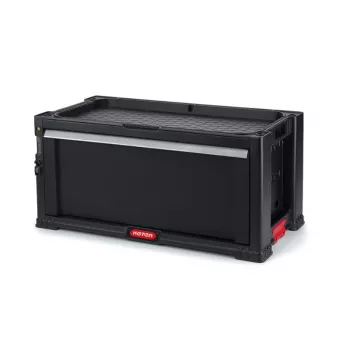 KETER DIY Tool Box with 1 Drawer, 56.2x28.9x26.2 cm, Steel, Black with Red Accents