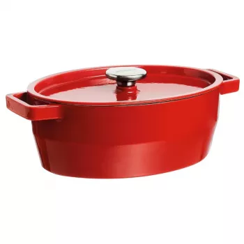 Pyrex Cast Iron Casserole Oval 5.8L Red 33x25cm