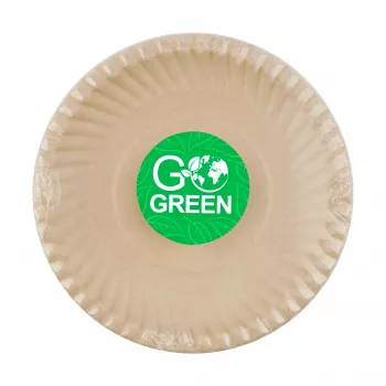 GOGREEN Compostable Sugarcane Plates with Go Green Pattern Ø23cm 10 Pieces