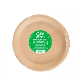 GOGREEN Kraft Paper Plates Go Green Ø22cm 20 Pieces