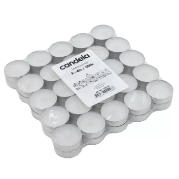 CANDELA Tealights 75 pcs – White Unscented Paraffin Tealights in Aluminium Cups, 3.5-4h Burn Time