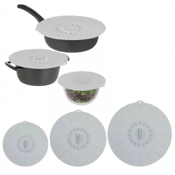 ASI COLLECTION Silicone Lid Set with 3 Ø20/26/30cm Grey