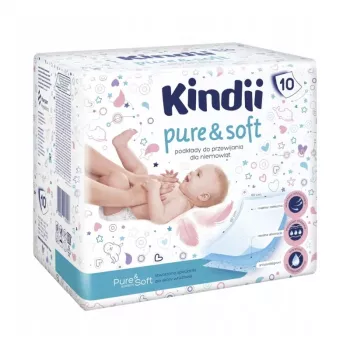 Kindii Pure & Soft changing mats 60x60 cm, pack of 10, waterproof disposable mats, white