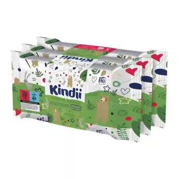 Kindii Natural Balance baby wet wipes set, 3x60 pieces