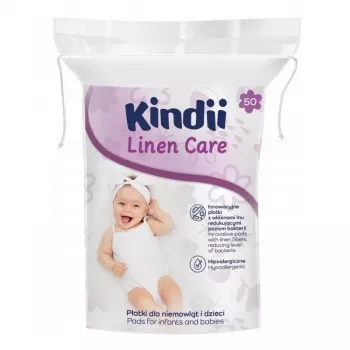 Kindii Linen Care baby cotton pads, hypoallergenic, dermatologically tested, 50 pieces