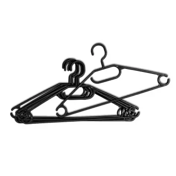 YORK clothes hangers 10 pcs | slim non-slip black hangers with chrome swivel hooks