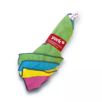 YORK microfibre cleaning cloths, 4-pack, 30 x 30 cm, various colours, machine washable