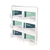 DEFLECTO 70601 Wall-Mounted Business Card Holder, 6 Compartments, Polystyrene, Transparent, Holds 300 Cards