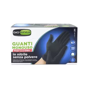 GIOSTYLE Nitrile Disposable Gloves 100 Pcs Black Size S 24x8.5x0.05 cm