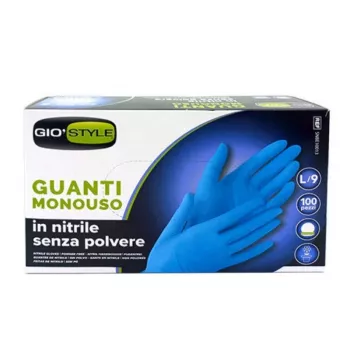GIOSTYLE Nitrile Disposable Gloves, Powder-Free, Blue, Size L, 100 Pieces