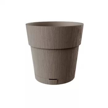 STEFANPLAST Ethica Plant Pot with Saucer, 25x25 cm, Brown, 8.5 L, Recycled Plastic