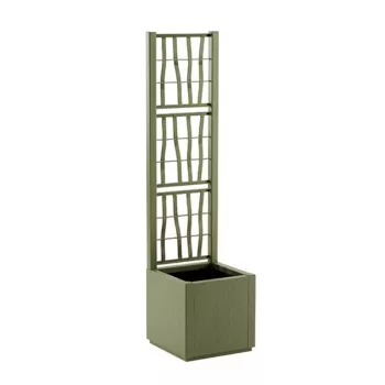 STEFANPLAST Ethica Square Flower Box Planter with Trellis 36x36x140 cm Green