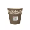 STEFANPLAST Gaia Round Plant Pot with Saucer, Brown, Ø25 x 25 cm