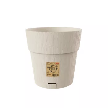 STEFANPLAST Ethica Round Plant Pot with Saucer, White, 25 cm Diameter, 25 cm Height, 12.3 L, UV- and Frost-Resistant Polypropylene, Indoor/Outdoor
