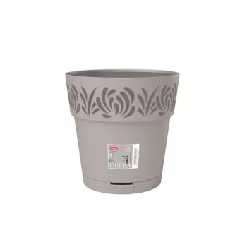 STEFANPLAST Gaia Flower Pot with Tray Ø25x25 cm Light Gray