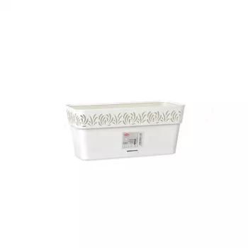 STEFANPLAST Gaia Flower Box with Saucer 30x13x12 cm White