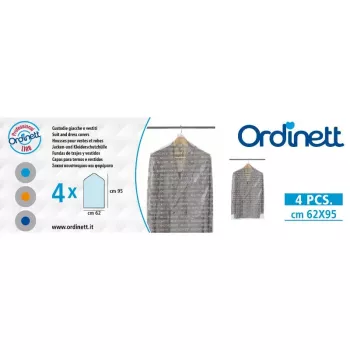 ORDINETT Plastic Clothes Covers 4 Pcs. 62x95cm Transparent with Zip