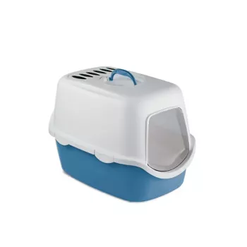 STEFANPLAST Cathy Filter Closed Cat Litter Tray with Filter 56x40x40 cm White/Blue