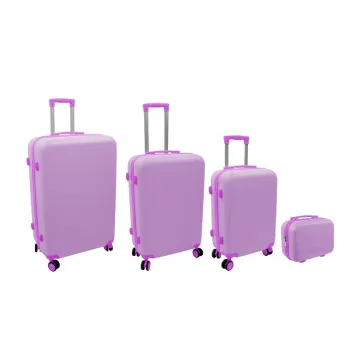 ORDINETT 4-Piece Hard Shell Suitcase Set 98L/60L/43L/15L Pink
