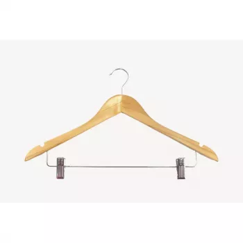 ORDINETT Wooden Clothes Hangers with Clips, 2-Pack, 44.5 cm, Natural Beech