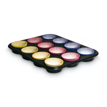 GUARDINI Gardenia Muffin Tin 12 Cups 35x27x3 cm Anthracite with 60 Paper Cases