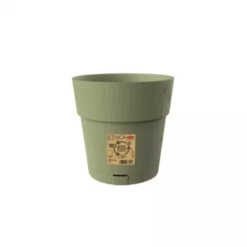 STEFANPLAST Ethica Flower Pot with Saucer, 20 cm, Green