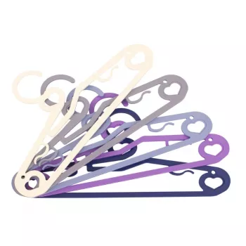 ORDINETT Cupid Plastic Clothes Hangers 5-Pack, Assorted Colours, 42 x 21 cm, Slim with Trouser Bar