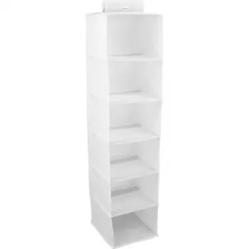 ORDINETT Hanging Organiser with 6 Shelves 30x30x120cm Cotton Grey