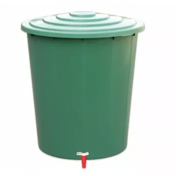 STEFANPLAST Rainwater Barrel 310L with Lid and Tap, Green, Ø80x97cm