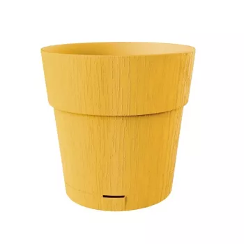 STEFANPLAST Ethica Round Flower Pot with Tray, 25 cm, Mustard Yellow