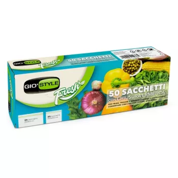 GIOSTYLE Hermetic Food Bags 50 Pieces (25 x 24x26.5cm + 25 x 20.5x20.5cm)