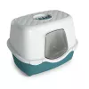 STEFANPLAST Tres Chic Covered Cat Litter Tray with Activated Carbon Filter, White/Green, 56x39x39 cm