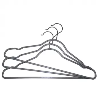 ORDINETT Set of 3 Non-Slip Clothes Hangers Made of Vinyl-Coated Steel, Silver, 42 cm