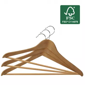 ORDINETT Wooden Clothes Hangers, Set of 6, Beech Wood, 44.5 cm, Natural Finish, Swivel Hooks